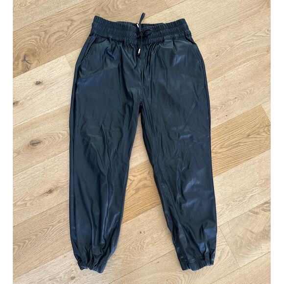 Blank NYC Pants - Blank NYC - Faux Leather Drawstring Joggers in Black